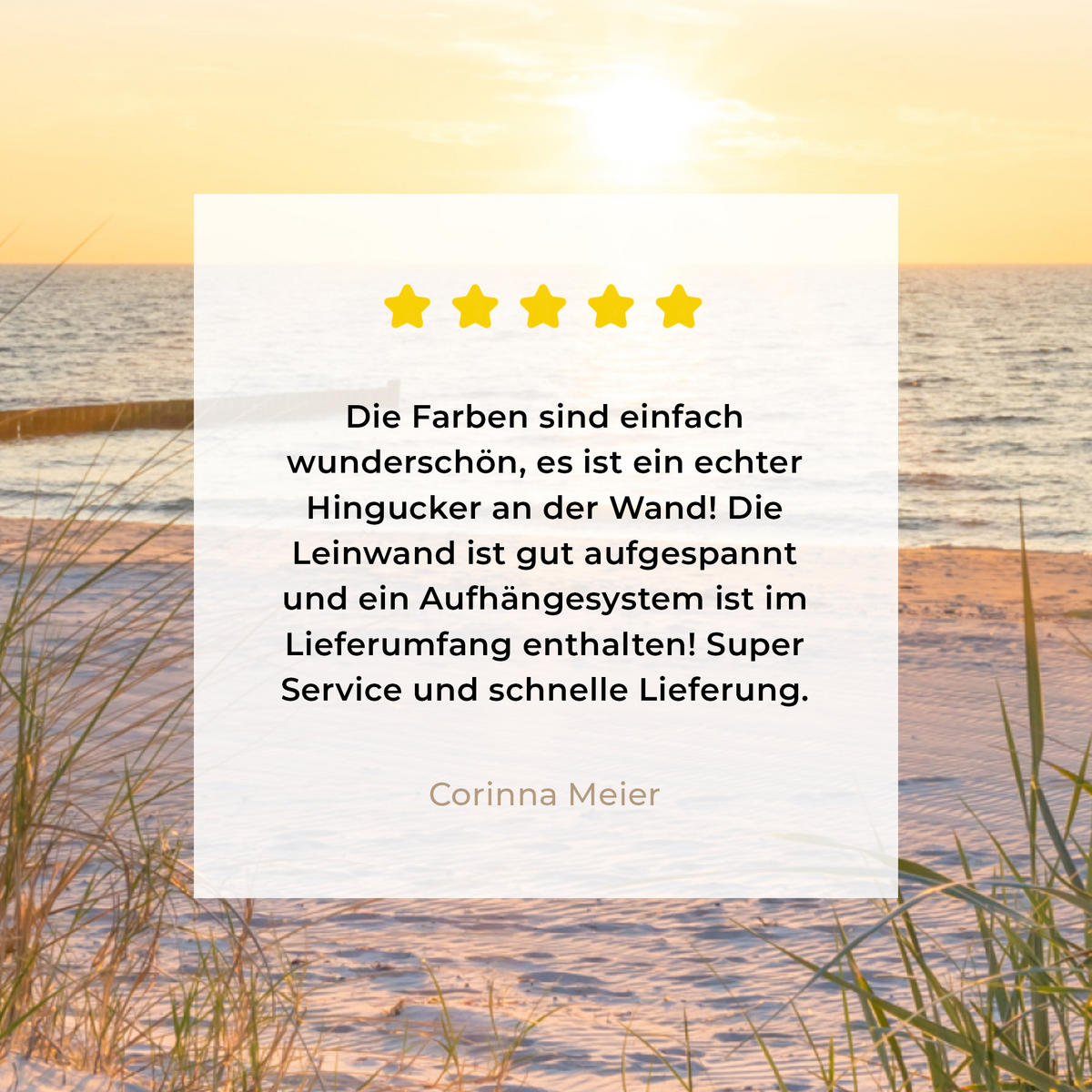 LEINWANDBILD Strand - Sonne - Düne - Gras - Sand - Horizont 20x20 cm - Hellblau, Textil (20/20cm) - MuchoWow