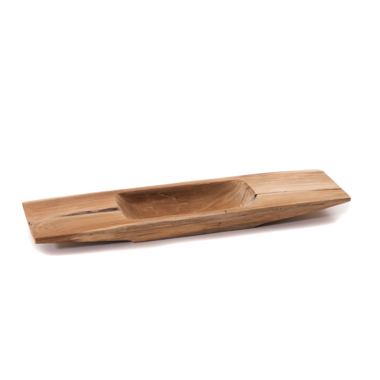 DEKO SCHALE Barco 50 Teak Wurzelholz massiv, mit Griff, geschnitztes Unikat naturfarben - Naturfarben, Holz (50cm) - CREEDWOOD