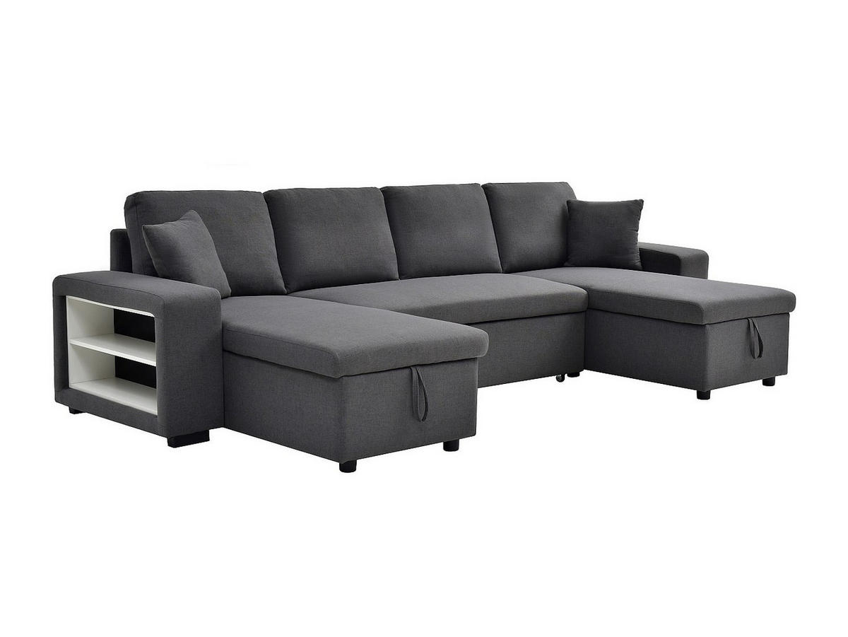 PANORAMA-ECKSOFA mit Schlaffunktion & Bettkasten + Sessel – Stoff - Anthrazitgrau – SELIM - Anthrazit, Textil (310/145cm) - Vente-Unique