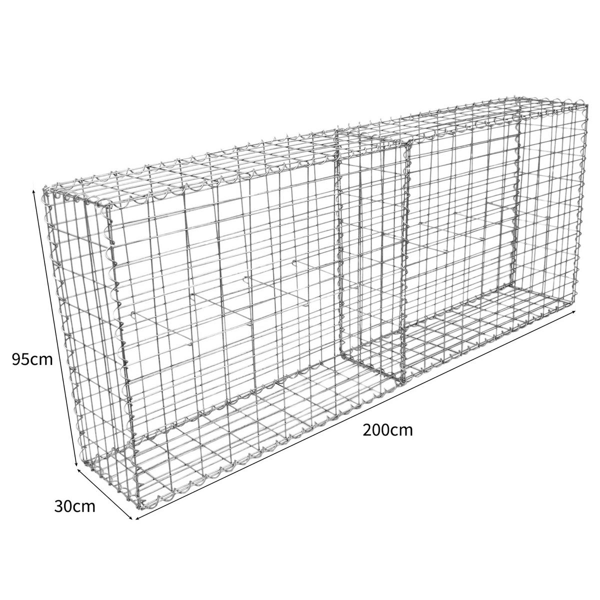 GABIONENKÖRBE 100 x 95 x 30cm / 2 Körbe - Alufarben, Metall (100/1cm) - Monstershop