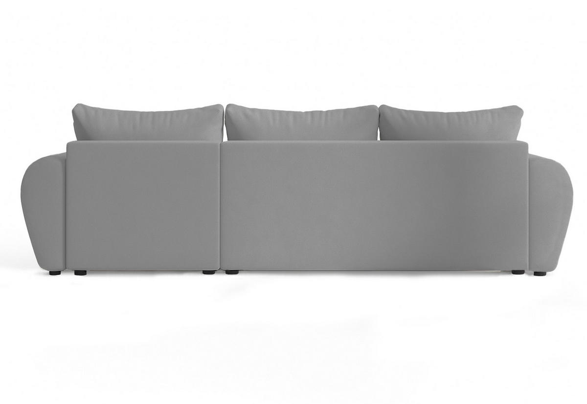 ECKSOFA L Form Malatya Hellgrau 246/145/80 cm stilvolle mit Schlaffunktion R - Hellgrau/Schwarz, Kunststoff/Textil (246/145cm) - AX Living