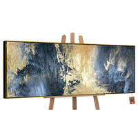 GEMÄLDE Spiegelungen Schattenfugenrahmen Schwarz-Gold 120x40 cm - Schwarz Hochglanz, Holz (120/40cm) - YS-art gallery