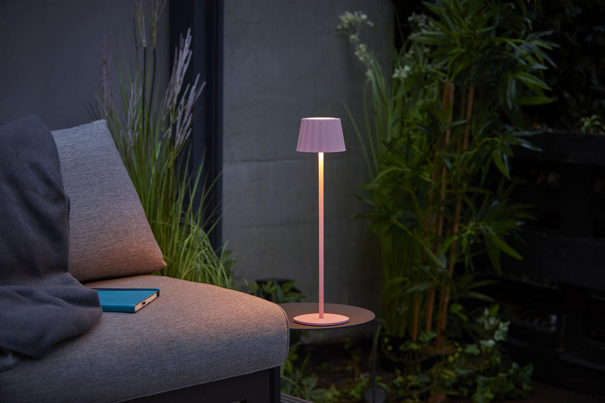 3IN1-LED-TISCHLAMPE - Flaschenleuchte in Pink mit Dimmfunktion und USB-C Aufladung für Innen und Außen - Pink, Metall (15/15/45cm) - Northpoint