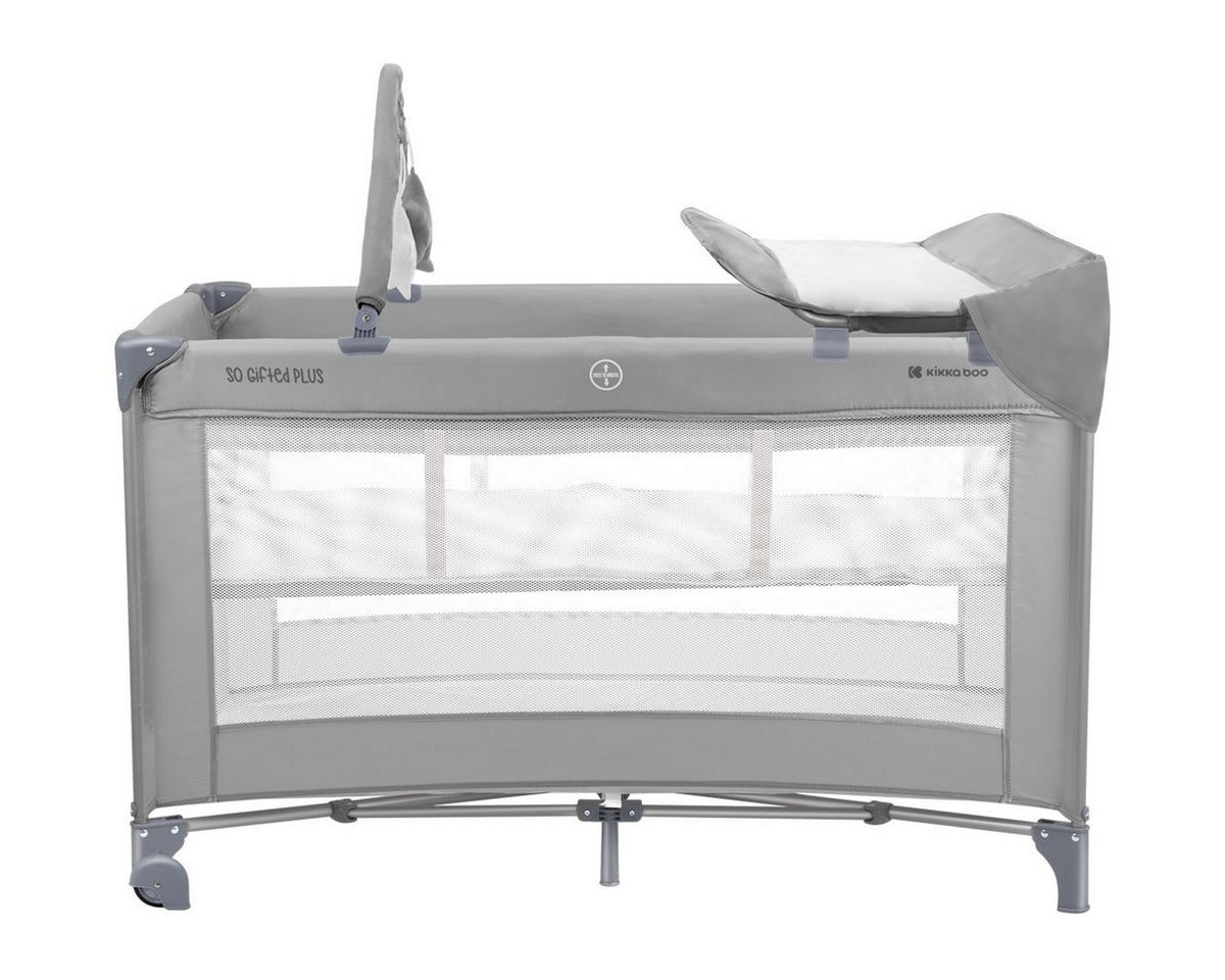 REISEBETT So Gifted Plus grau zwei Ebenen, Spielbogen, Wickelauflage, Räder - Grau, Kunststoff (60/120cm) - Kikka boo