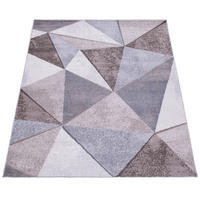 KURZFLORTEPPICH, geometrisch, aus Polypropylen, Florhöhe 9 mm, Braun-Beige, 60 x 100 cm - Beige, Textil (60/100cm) - KADIMA DESIGN