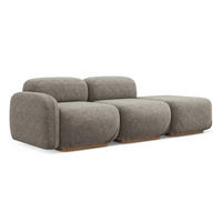 3-SITZER SOFA Rechts Chenille Stoff Grau - Taupe/Braun, Holz/Textil (258/73/95cm) - Makamii