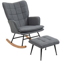 SCHAUKELSTUHL 64/89/90 cm in Grau mit Hocker und hoher Rückenlehne - Grau, Textil (89/90/64cm) - Flora Grace