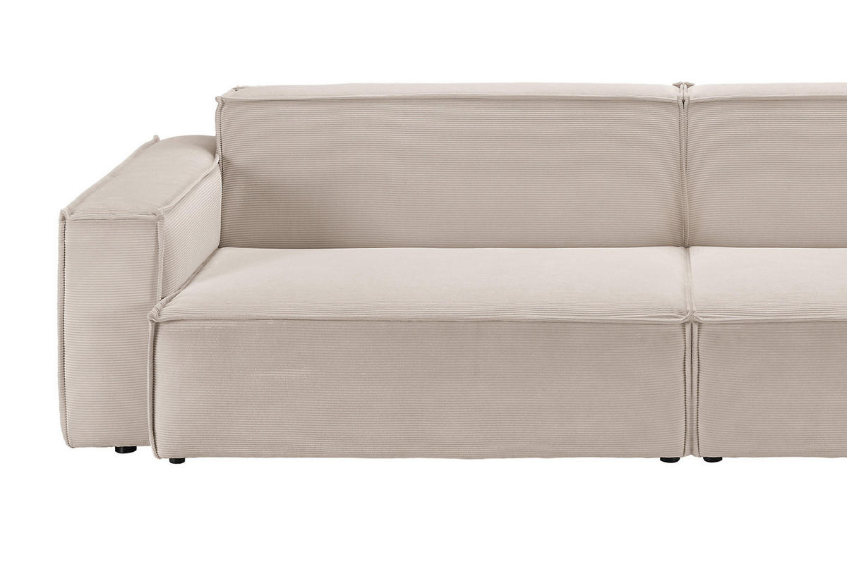 SOFA SAMU Beige Cord - Beige/Schwarz, Textil (236/72/106cm) - KAWOLA