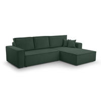 ECKSOFA L Form Cedria Dunkelgrün 287/145/85 cm mit Schlaffunktion - Dunkelgrün/Schwarz, Kunststoff/Textil (287/145cm) - AX Living