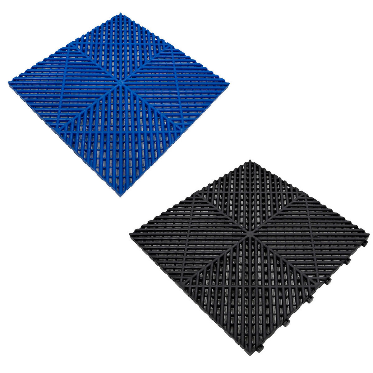 GARAGENBODENFLIESEN Belüftete mit Kanten – 90 Schwarz und 30 Blau - Schwarz, Kunststoff (40/1.8/40cm)