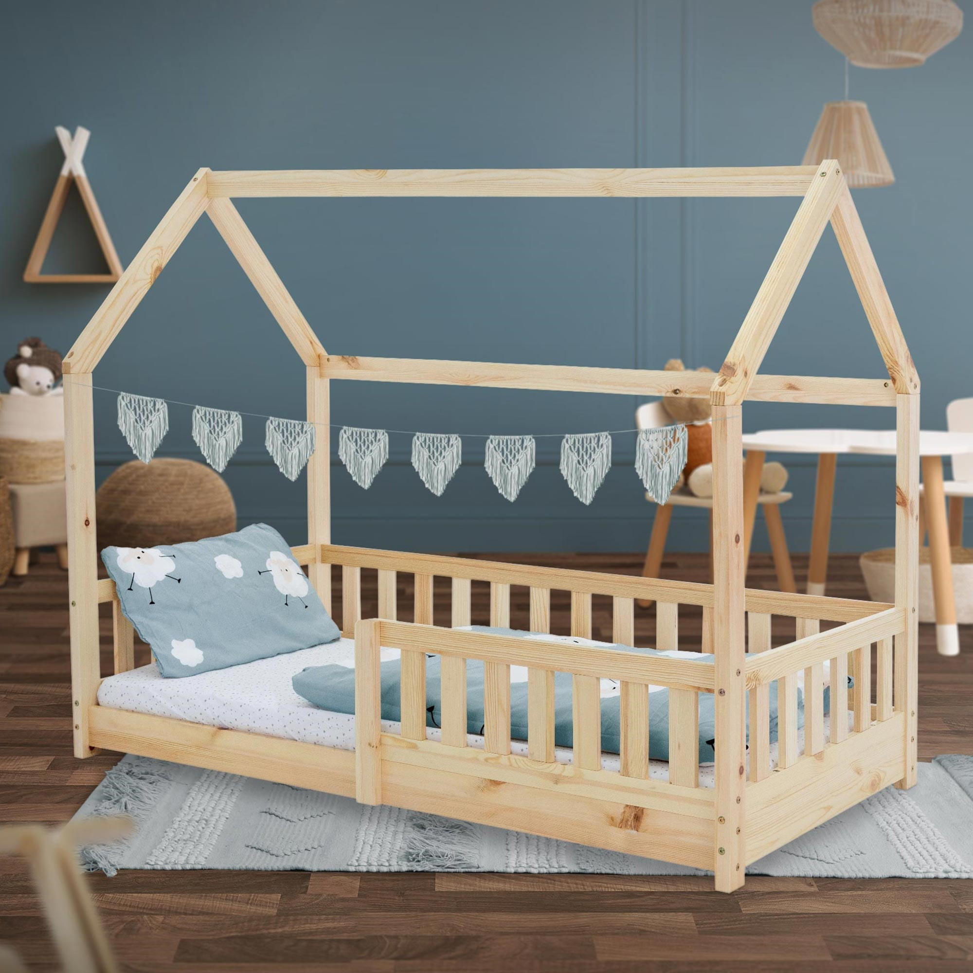 KINDERBETT mit Dach 80x160 cm Natur - Naturfarben, Holz (80/160cm) - ML-DESIGN
