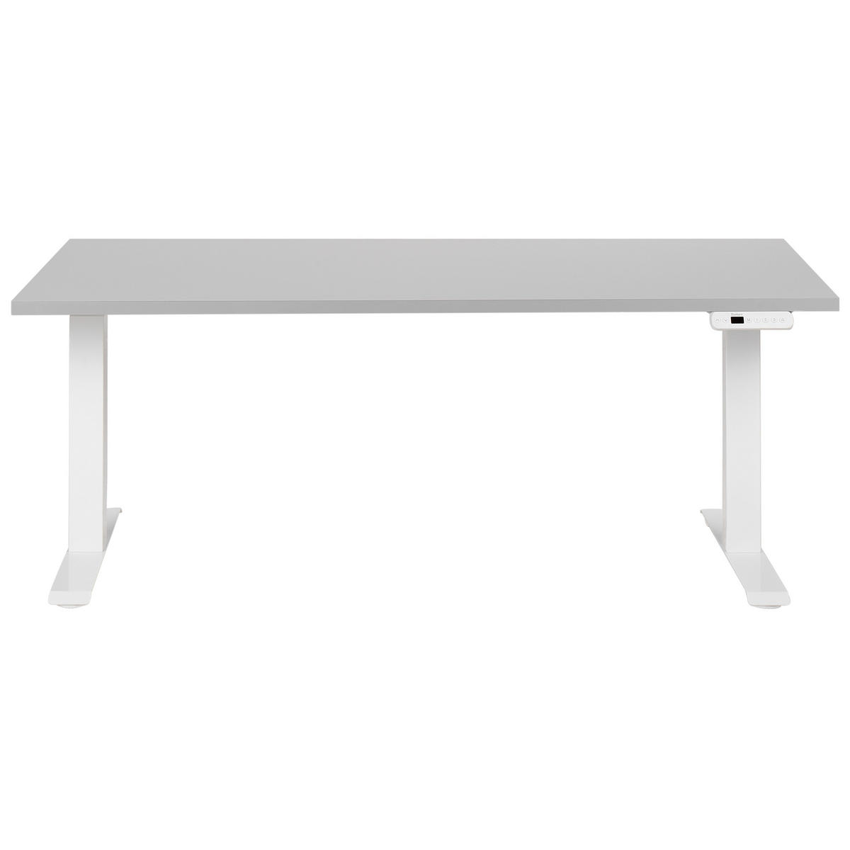 SCHREIBTISCH grauweiß 160/72 cm elektrisch höhenverstellbar Destin III - Weiß/Grau, Holz (72/160/63cm) - Beliani