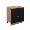 KÜCHENUNTERSCHRANK Fame-Line, Schwarz gestreift, 80 cm mit 3 Schubladen, AP Eiche - Eiche Wotan/Schwarz, Holzwerkstoff (80/82/60cm) - Vicco