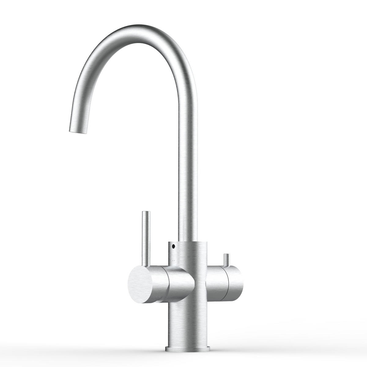 5-WEGE-KÜCHENARMATUR, Edelstahl Massiv aus Chirurgenstahl, Gebürstet, 560° schwenkbar - Edelstahlfarben, Metall (21.4/38.6/21.4cm) - VIZIO