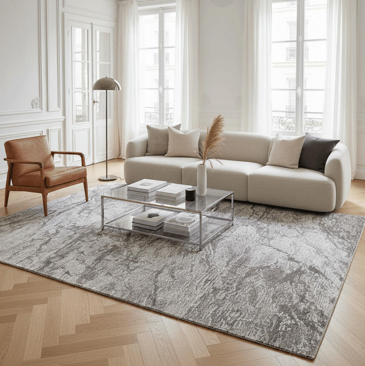 TEPPICH, Strukturierter in Naturtönen grau - Grau, Textil (160/230cm) - AFK Living