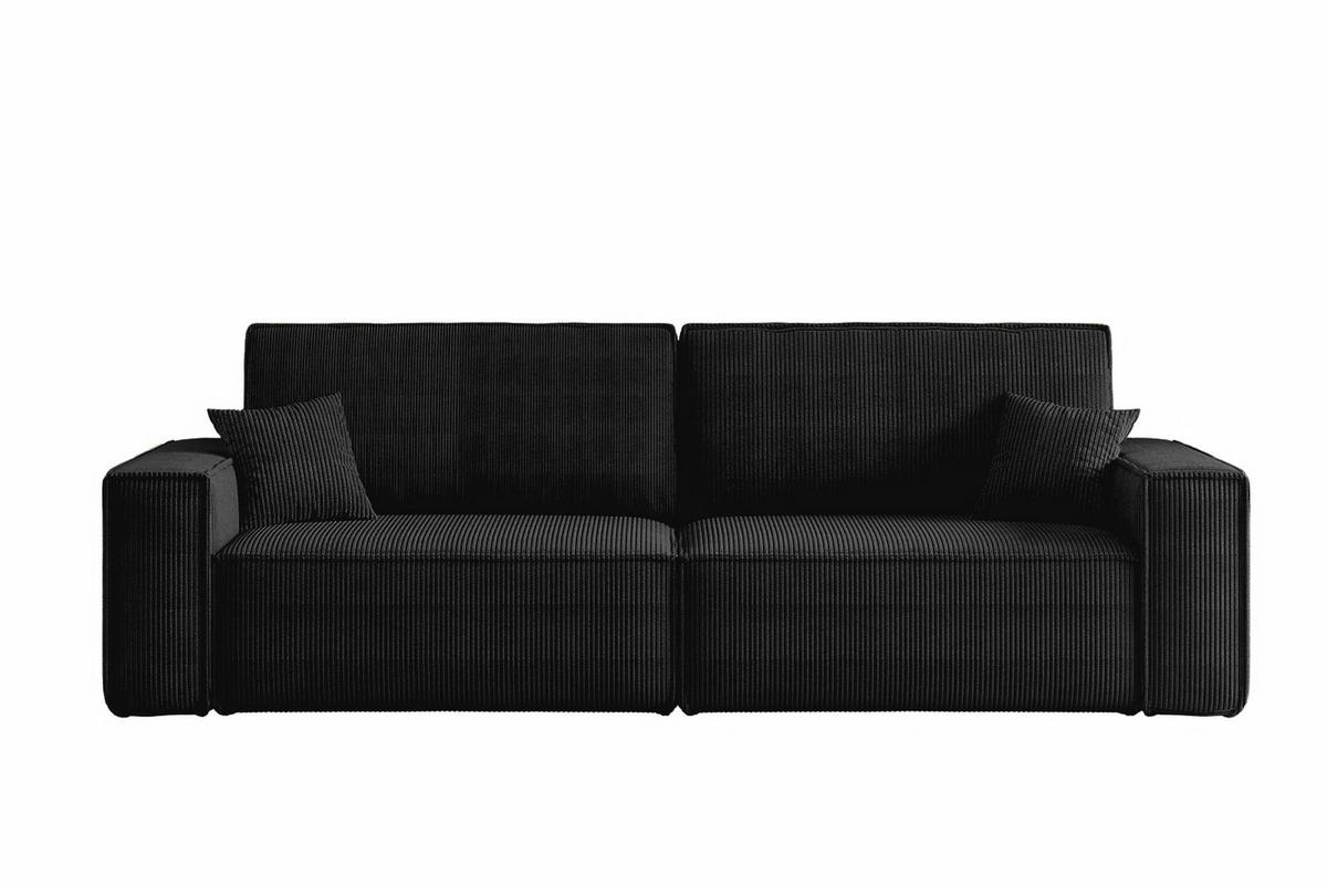 SCHLAFSOFA mit Schlaffunktion Hugo, Schwarz Cordstoff - Schwarz, Textil (244/83/98cm) - VENASI MÖBEL