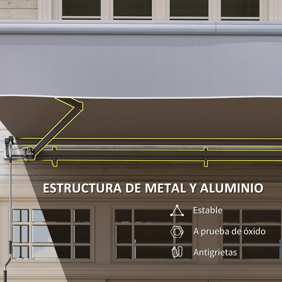MARKISE mit Kurbel, UV-Schutz, 295 x 200 cm, Grau - Grau, Metall (295/400/200cm) - Vallsero