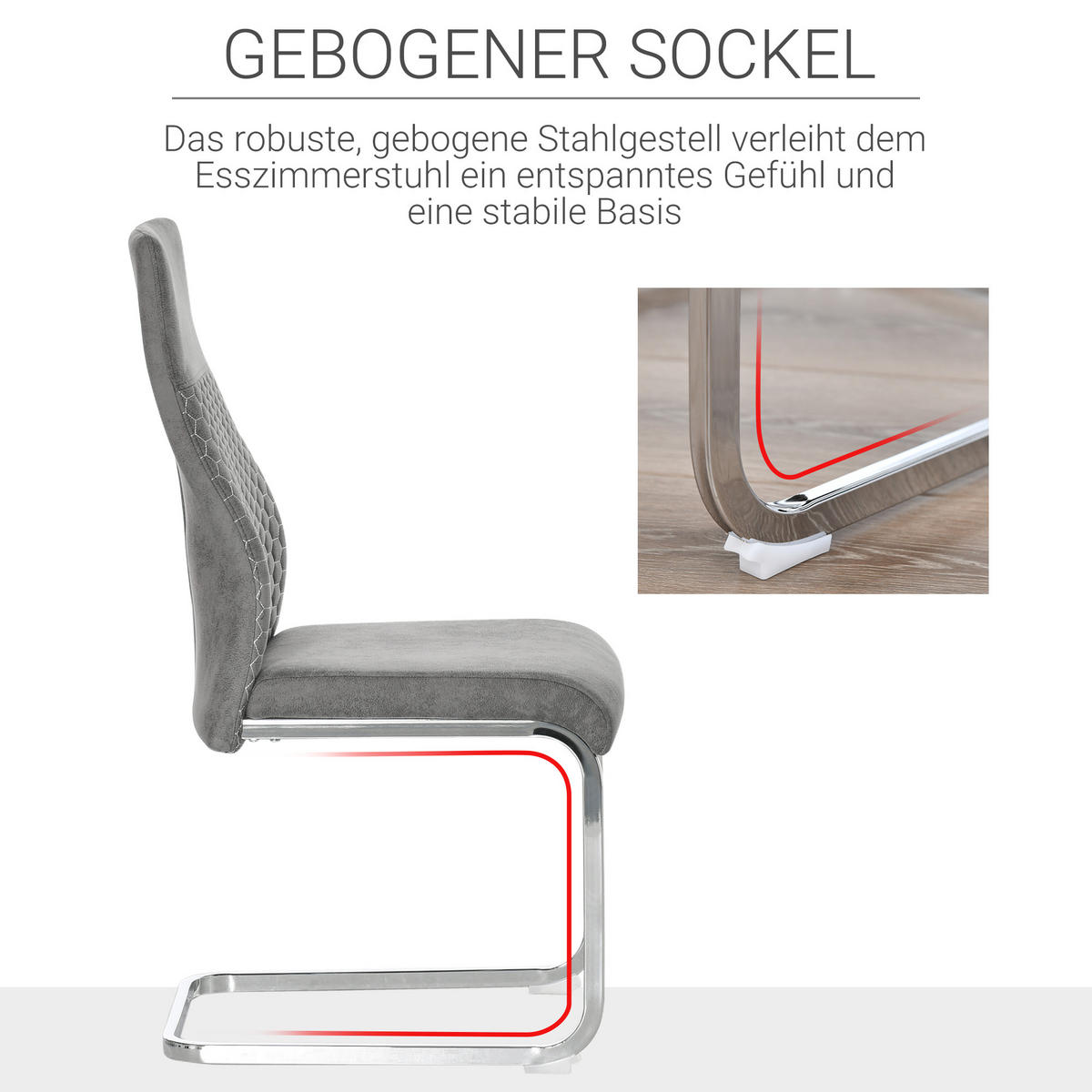 ESSZIMMERSTÜHLE, Mikrofaser-Tuch, Grau - Grau, Textil (61/98/45cm) - HOMCOM