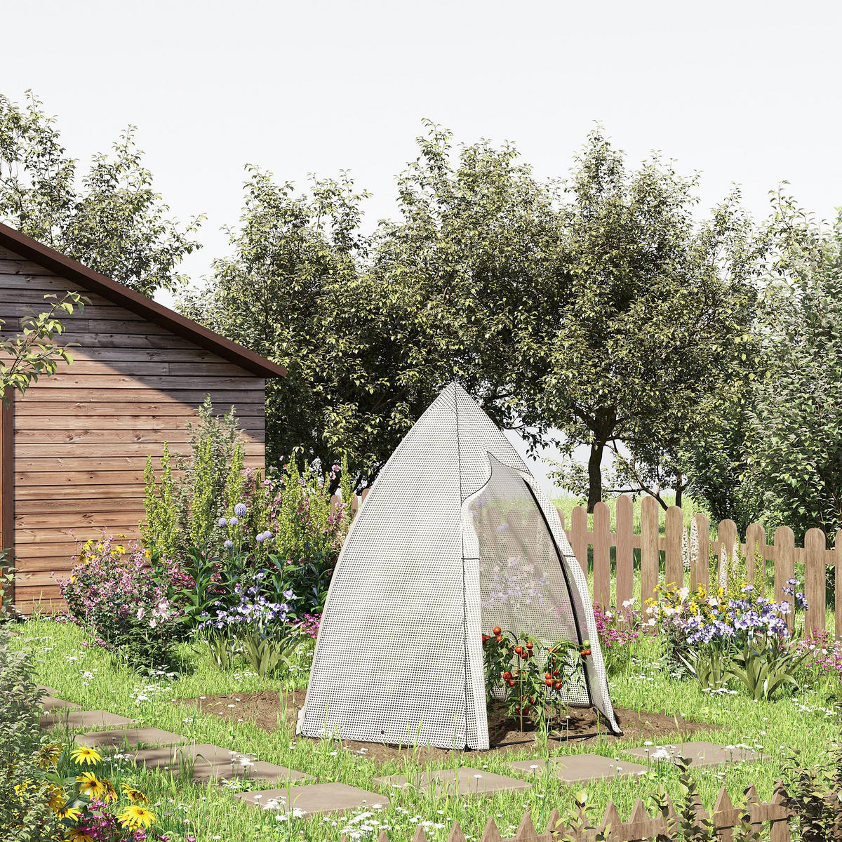 FOLIENGEWÄCHSHAUS, Weiß, Metall, PE-Kunststoff - Weiß, Kunststoff (140/180/160cm) - Outsunny