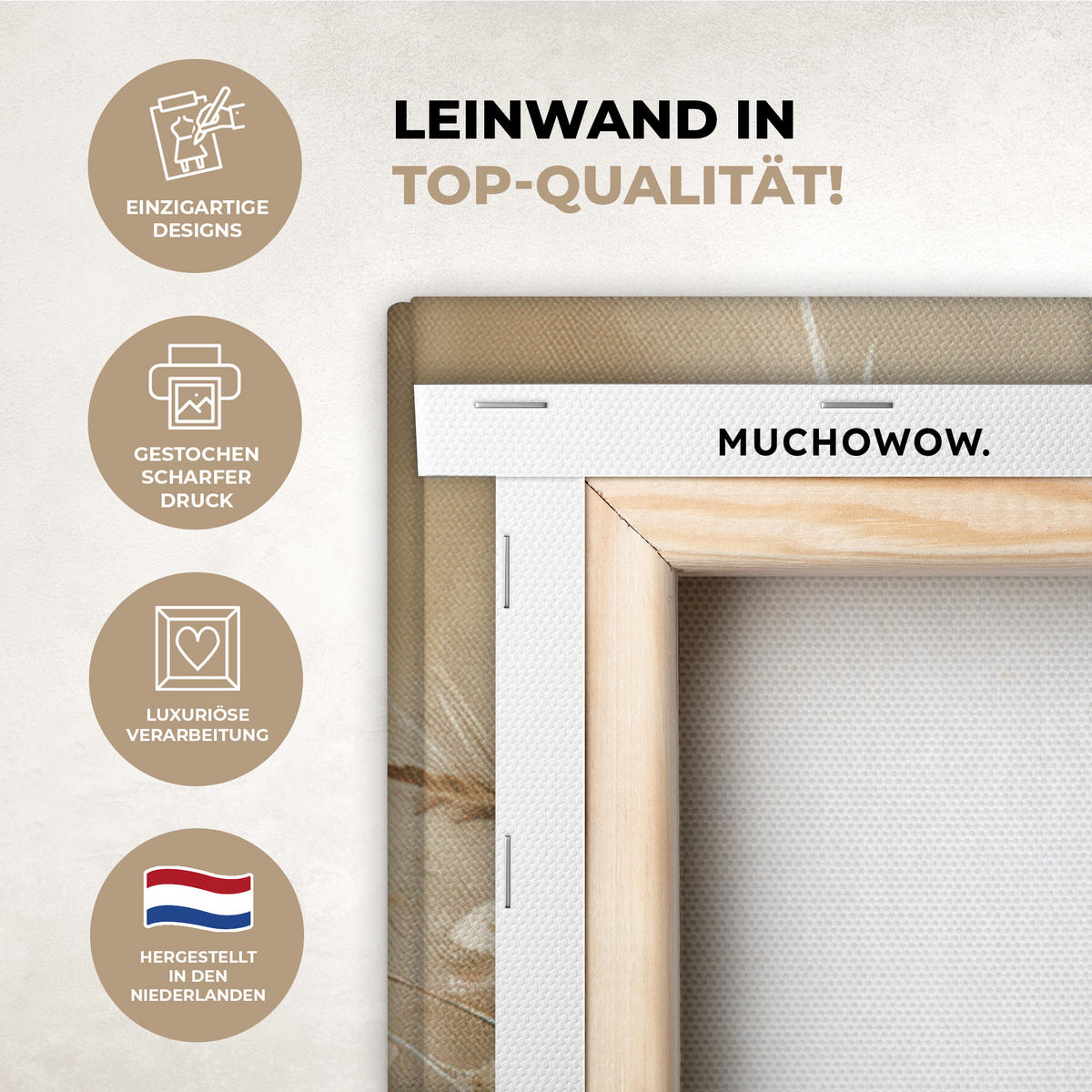 LEINWANDBILD Blumen - Vase - Stilleben - Beige Wandbild Wohnzimmer 60x80 cm - Creme, Textil (60/80cm) - MuchoWow