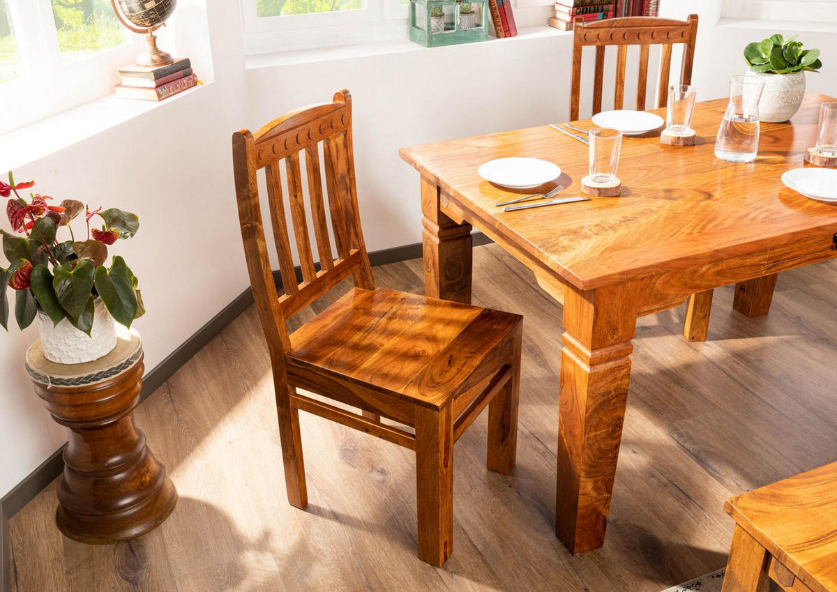 STUHL Massivholz 45 x 46 x 97 cm hellbraun OXFORD #016 - Braun, Holz (45/97/46cm) - Massivmoebel24