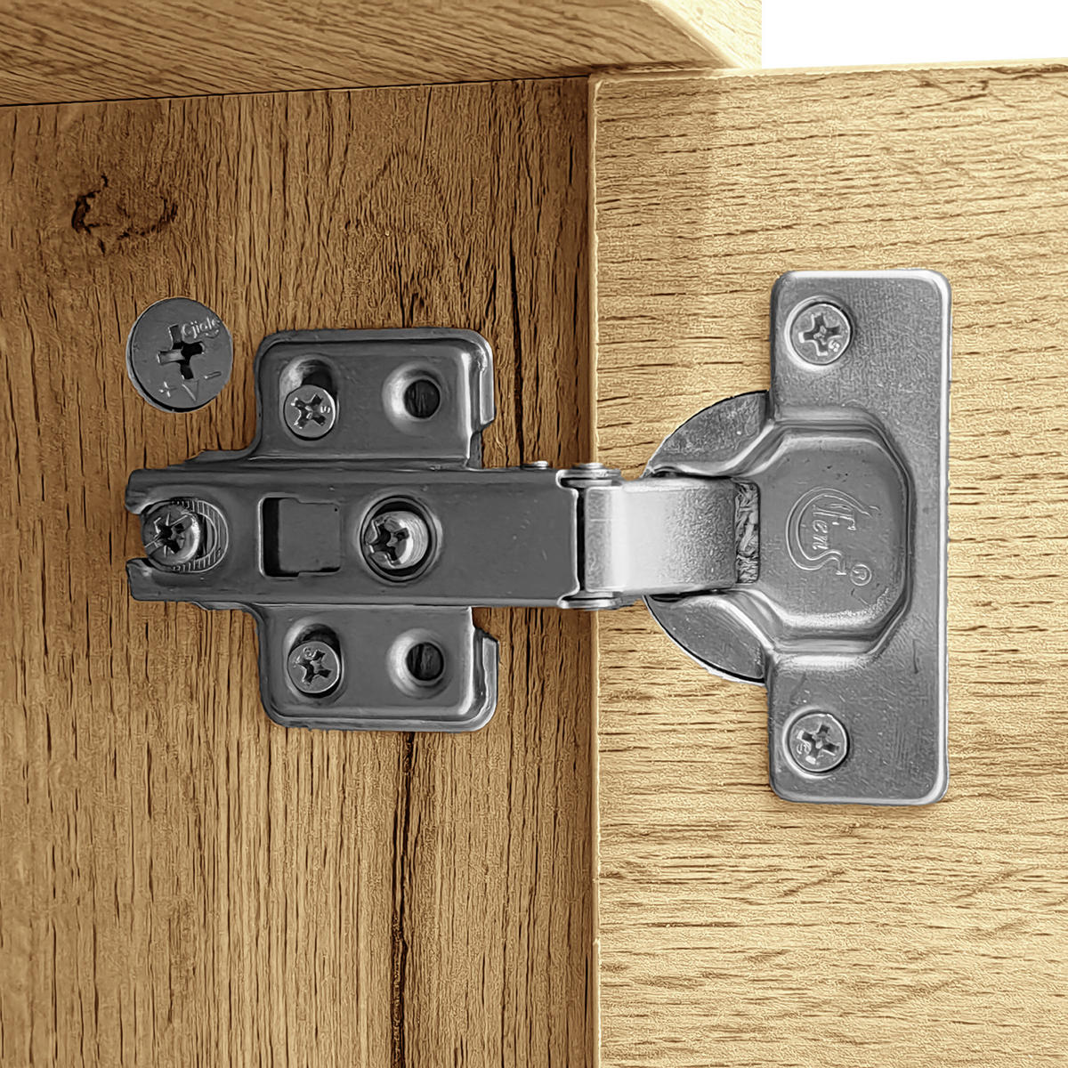 TV-LOWBOARD Eichefarben mit Türen und offenen Fächern - Eichefarben, Holzwerkstoff/Metall (200/45/45cm) - Urban Meuble