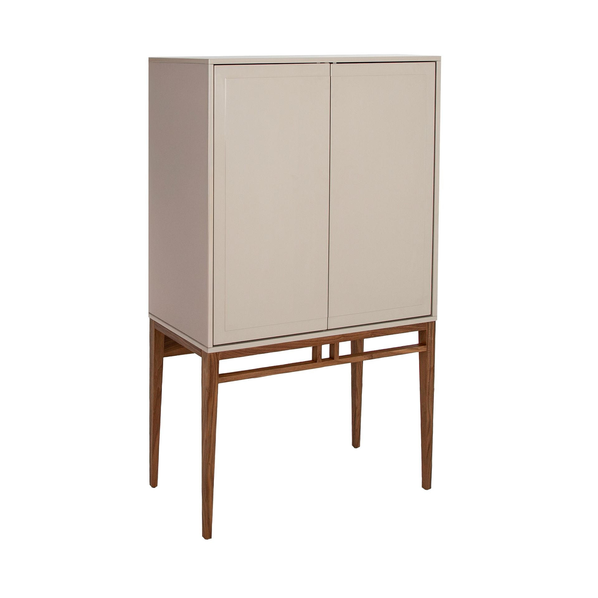 HIGHBOARD Hohe Anrichte in Beige und Nussbaum 90/40/150 cm - Walnussfarben/Grau, Holz (90/150/40cm) - ANGEL CERDA