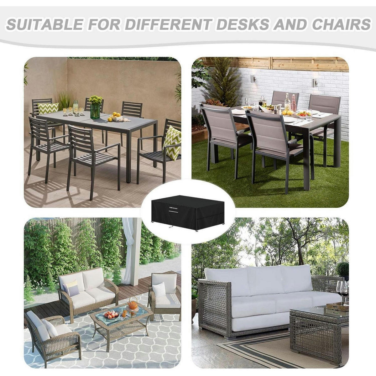 ABDECKHAUBE für Gartenmöbel 140x80x80cm Wasserdicht 420D Oxford Schwarz - Schwarz, Textil (140/80/140cm)