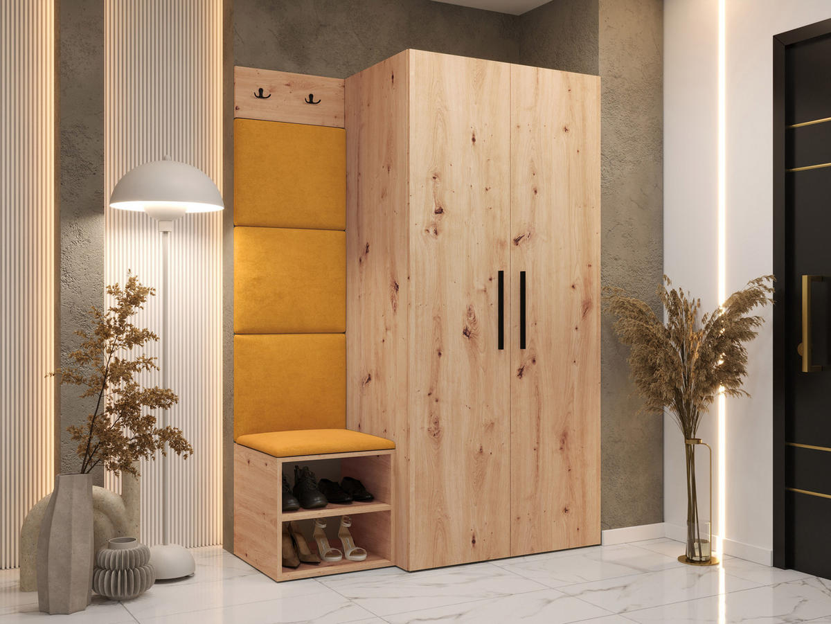 GARDEROBEN-SET Medi IV - Schwarz/Orange, Holzwerkstoff/Kunststoff (80/191/50cm) - MIRJAN24