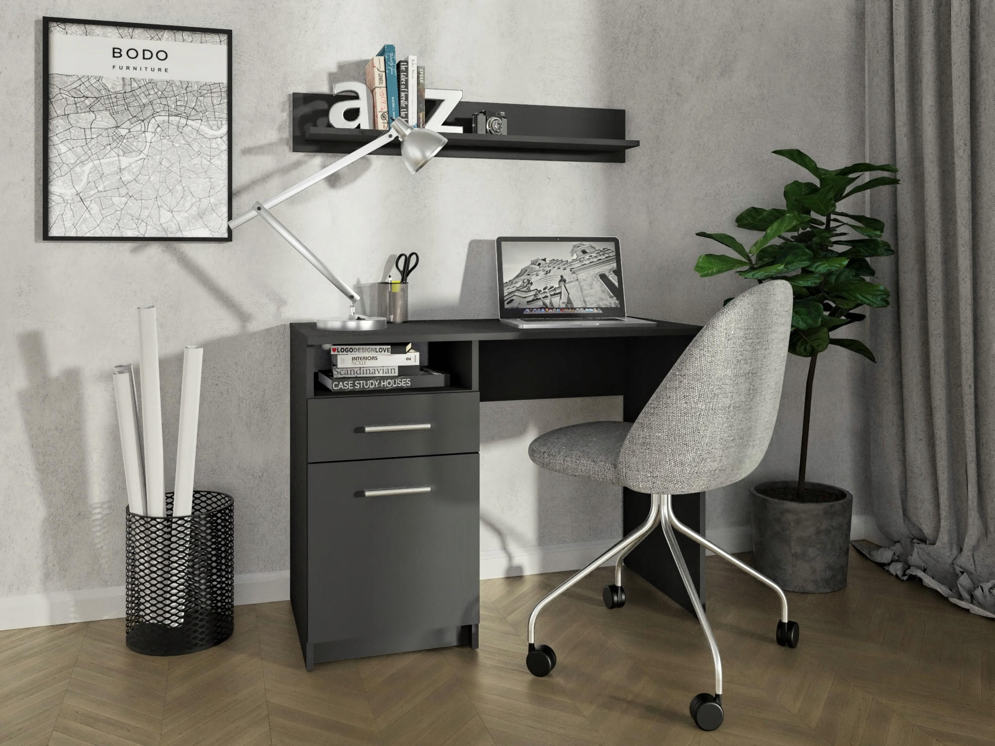 SCHREIBTISCH Bodo DSP Schwarz 100/50/75 cm - Schwarz, Holzwerkstoff (50/100/75cm) - Matkam Möbel