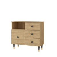 KOMMODE 100/95/40 cm Lux 1D3S Hickory Eiche, Hickory Eiche - Schwarz/Sonoma Eiche, Holzwerkstoff/Metall (100/94/42cm) - imoebel24