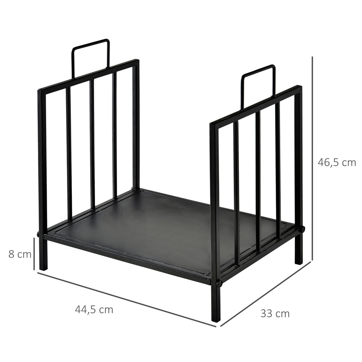 KAMINHOLZREGAL für innen 44,5 x 33 x 46,5cm Brennholzregal mit Griffe Metall - Schwarz, Metall (33/46.5/44.5cm) - Outsunny