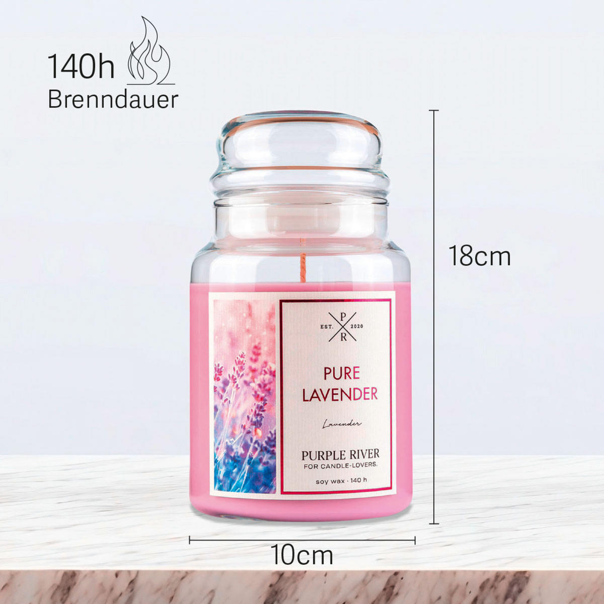 DUFTKERZE Purple River - Lila, Naturmaterialien/Glas (18cm)