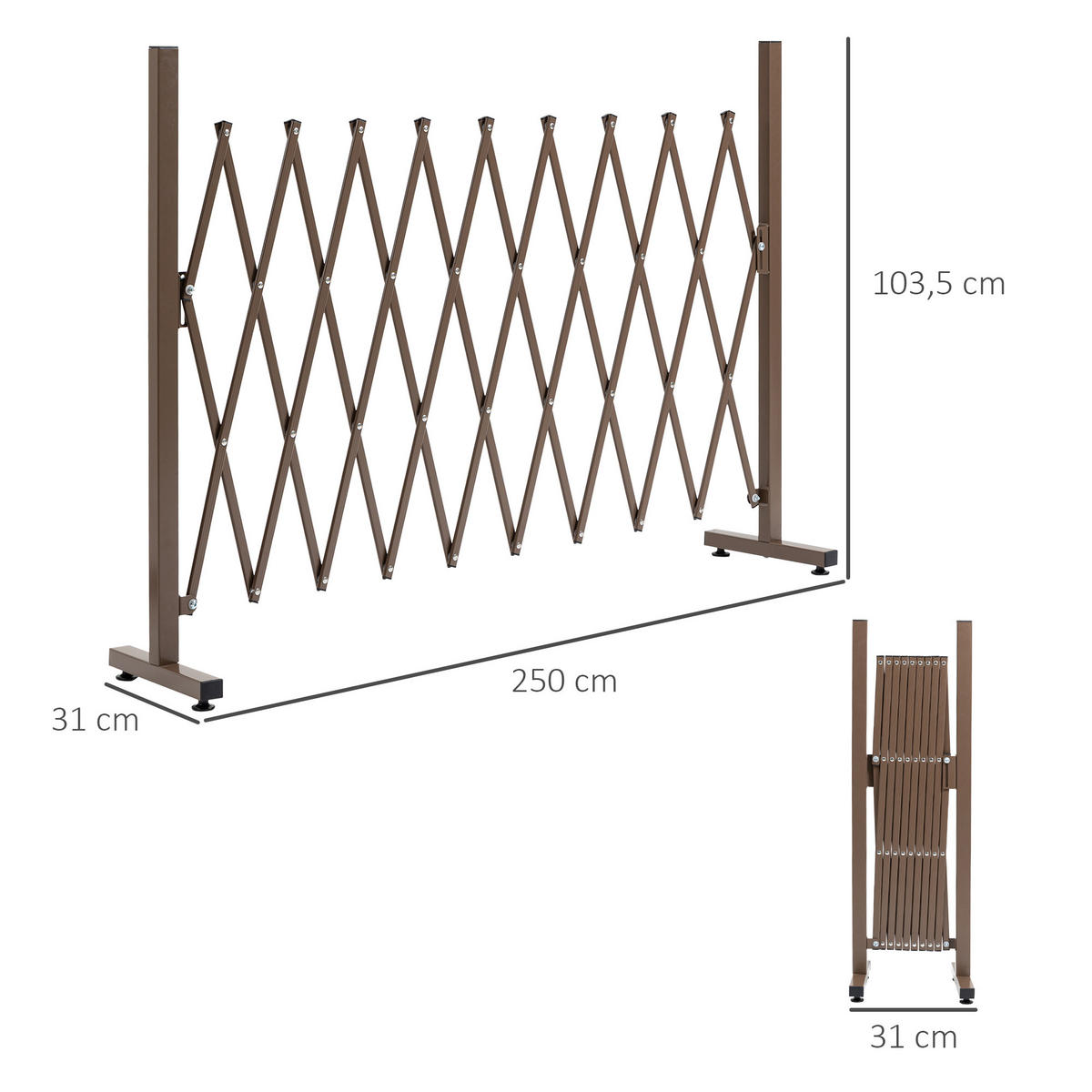 GARTENTOR DE-18042 ausziehbar bis 250 cm Schokoladenbraun - Braun, Metall (31/104cm) - ComfortXL