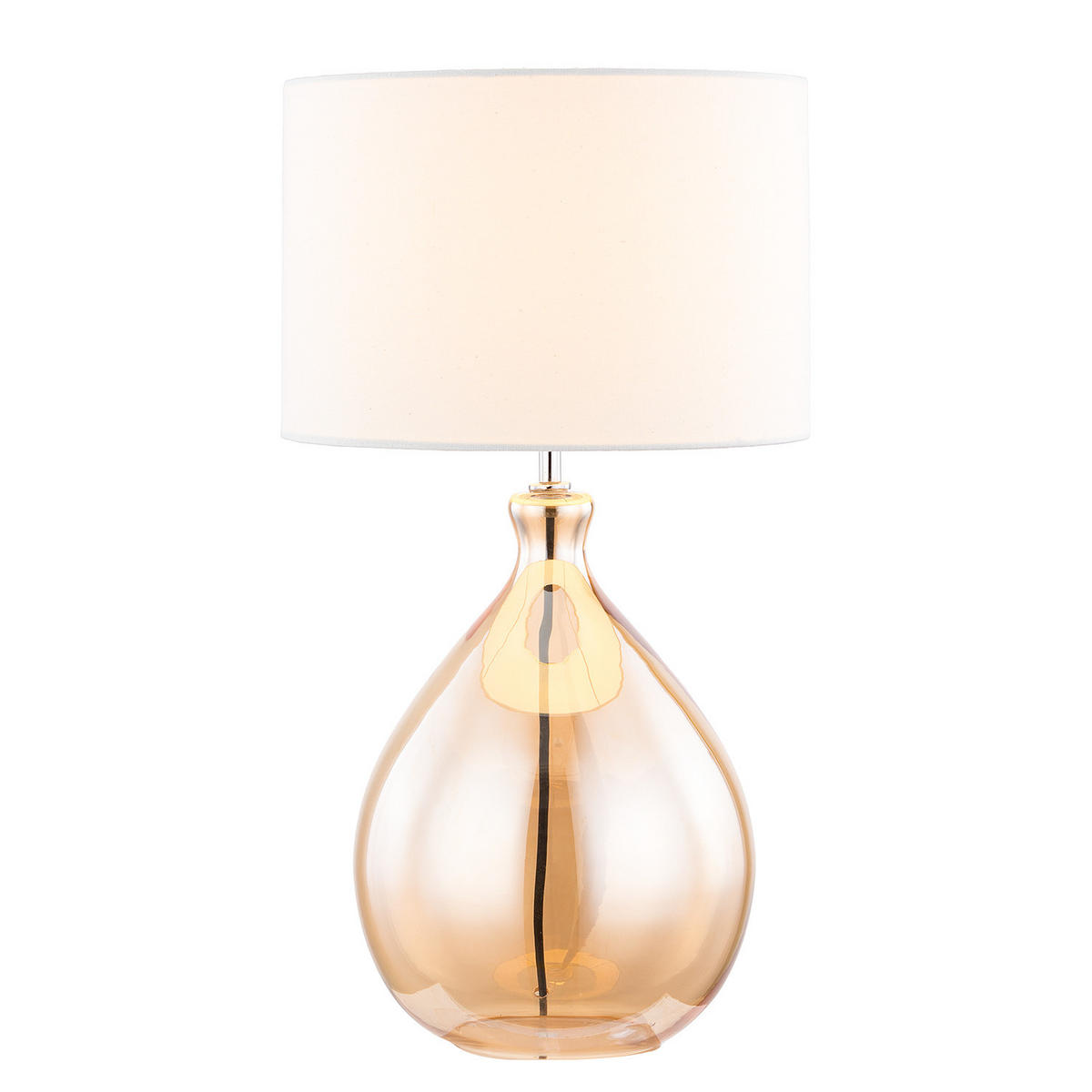 TISCHLEUCHTE - 1-flammig - Beige, Glas/Textil (30/30/53cm) - home24