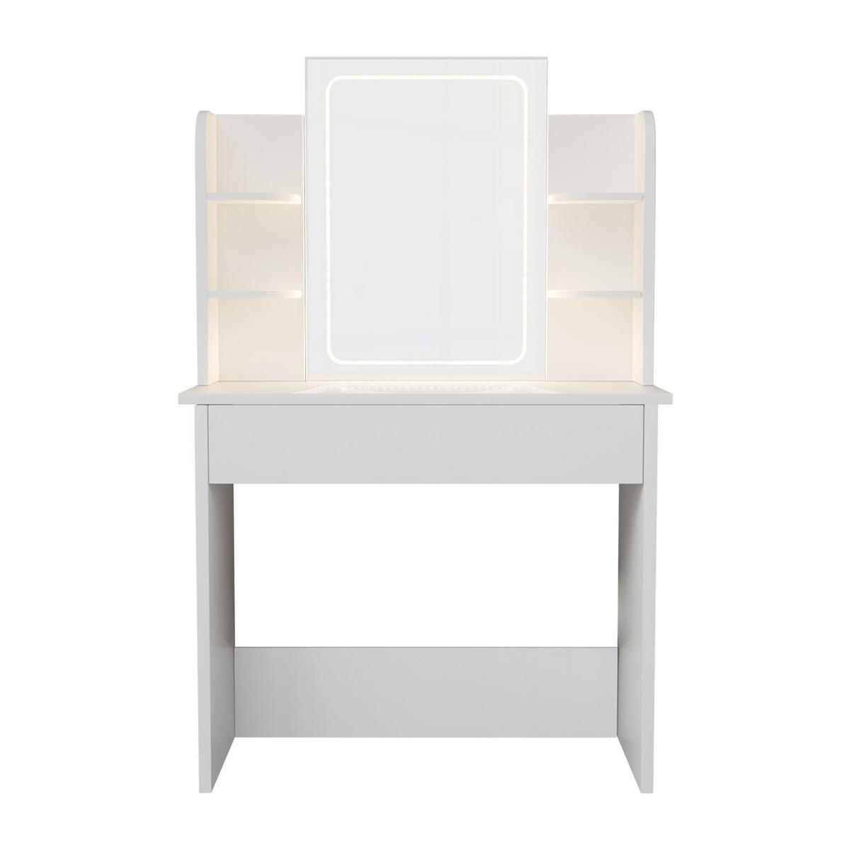 SCHMINKTISCH Zoey mit LED-Spiegel - Weiß, Holz (40/140/90cm) - Juskys