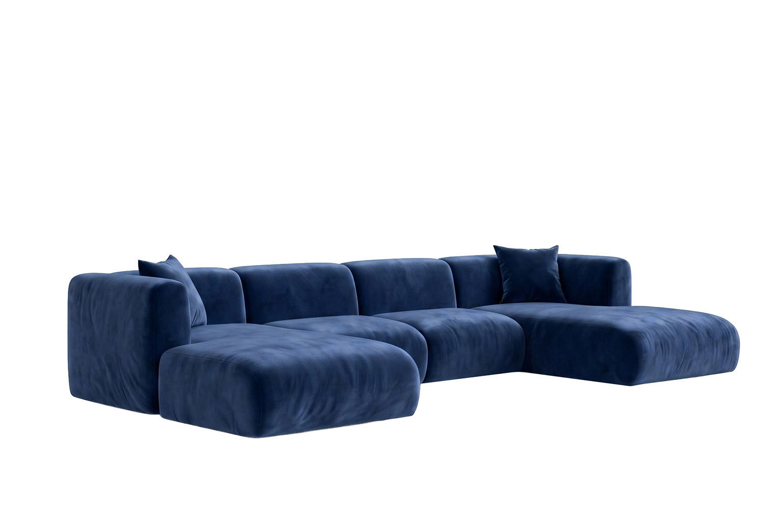 ECKSOFA U-Form, Velvet-Stoff Bluvel, Tintenblau, GRETA - Blau, Holz (408/70/179cm) - Kaiser Möbel