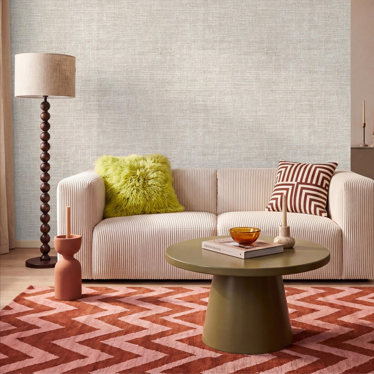 TAPETE - Leinen - Textur - Beige - 300x200 cm - Creme, Papier (300/200cm) - OnlyWow