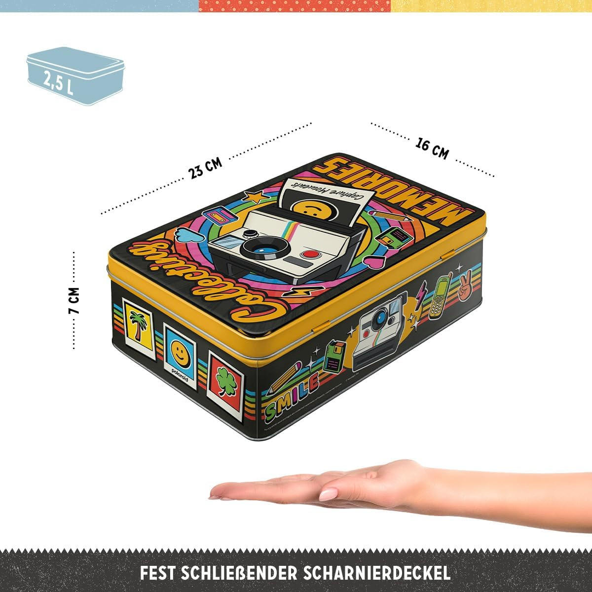 VORRATSDOSE flach Polaroid Collecting Memories - Multicolor, Metall (23/7/16cm) - Nostalgic-Art