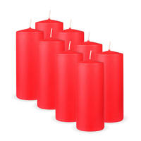 STUMPENKERZEN 8er Pack "Rot", Größe Ø7cm x Höhe: 16 cm - Rot, Naturmaterialien (7/16cm) - Bestlivings