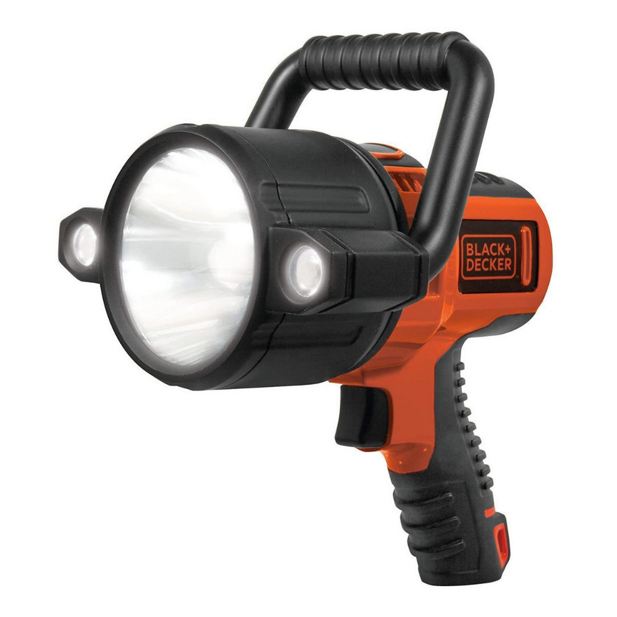 TASCHENLAMPE Grau LED 750 Lumen Akku 3 Modi 450 m Reichweite - Schwarz/Orange, Kunststoff (16.5/9.5/15cm) - Black & Decker