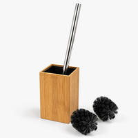 WC-ŠTĚTKA Přírodní s držákem bambus - světle hnědá, kov/dřevo (9.5/37/9.5cm) - Relaxdays