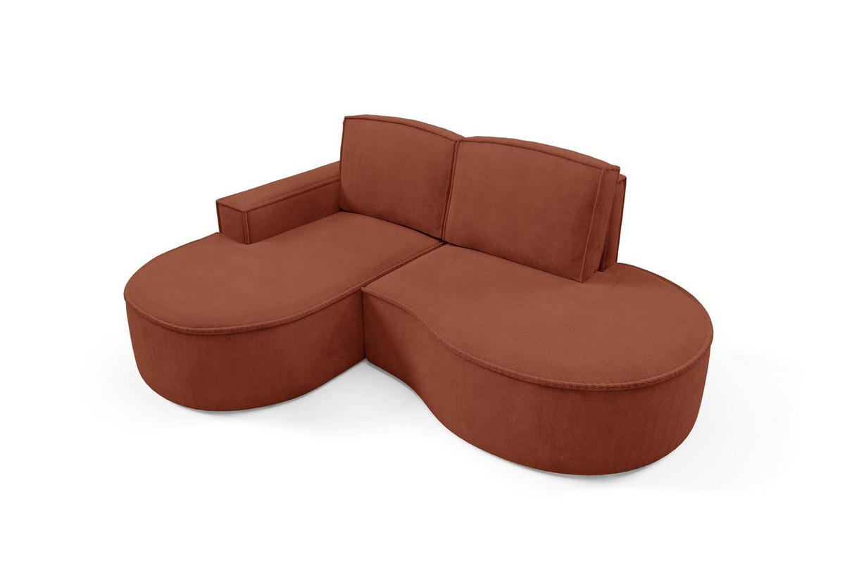ECKSOFA Flow Rot, mit Kissen in Curio Stoff, linke seite - Rot, Holzwerkstoff/Textil (210/157cm) - Bettso