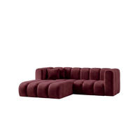 ECKSOFA Modulares In L-Form, Velvet-Stoff Riviera, Rotwein, Links, GRAND - Dunkelrot, Holz (227/179cm) - Kaiser Möbel