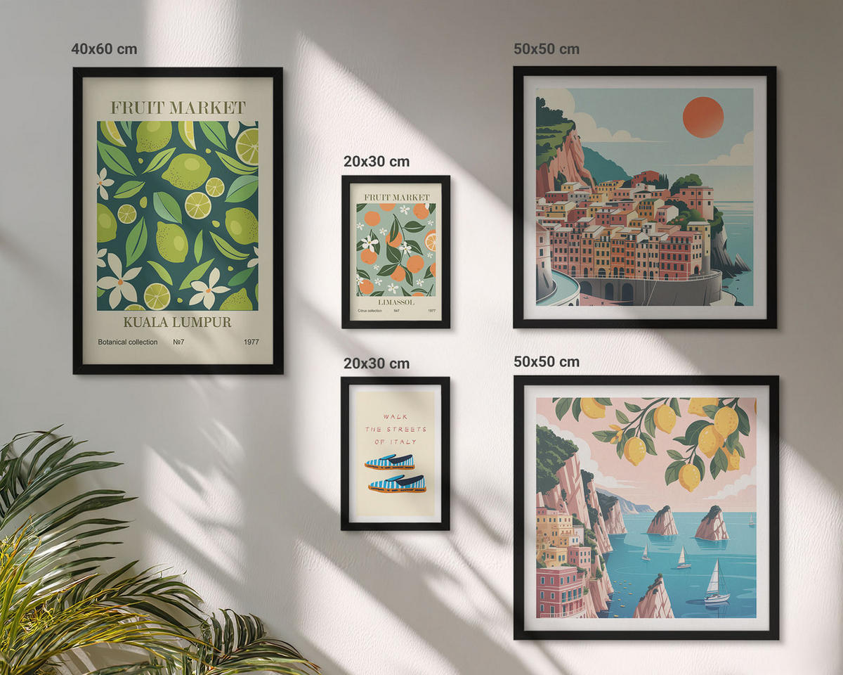 BILDER SET 5er Set - 50x50 cm & 20x30 cm & 40x60 cm Schwarzer Rahmen - Stadtansichten Paris London Frankreich - Schwarz, Kunststoff (40/60cm) - TULUP