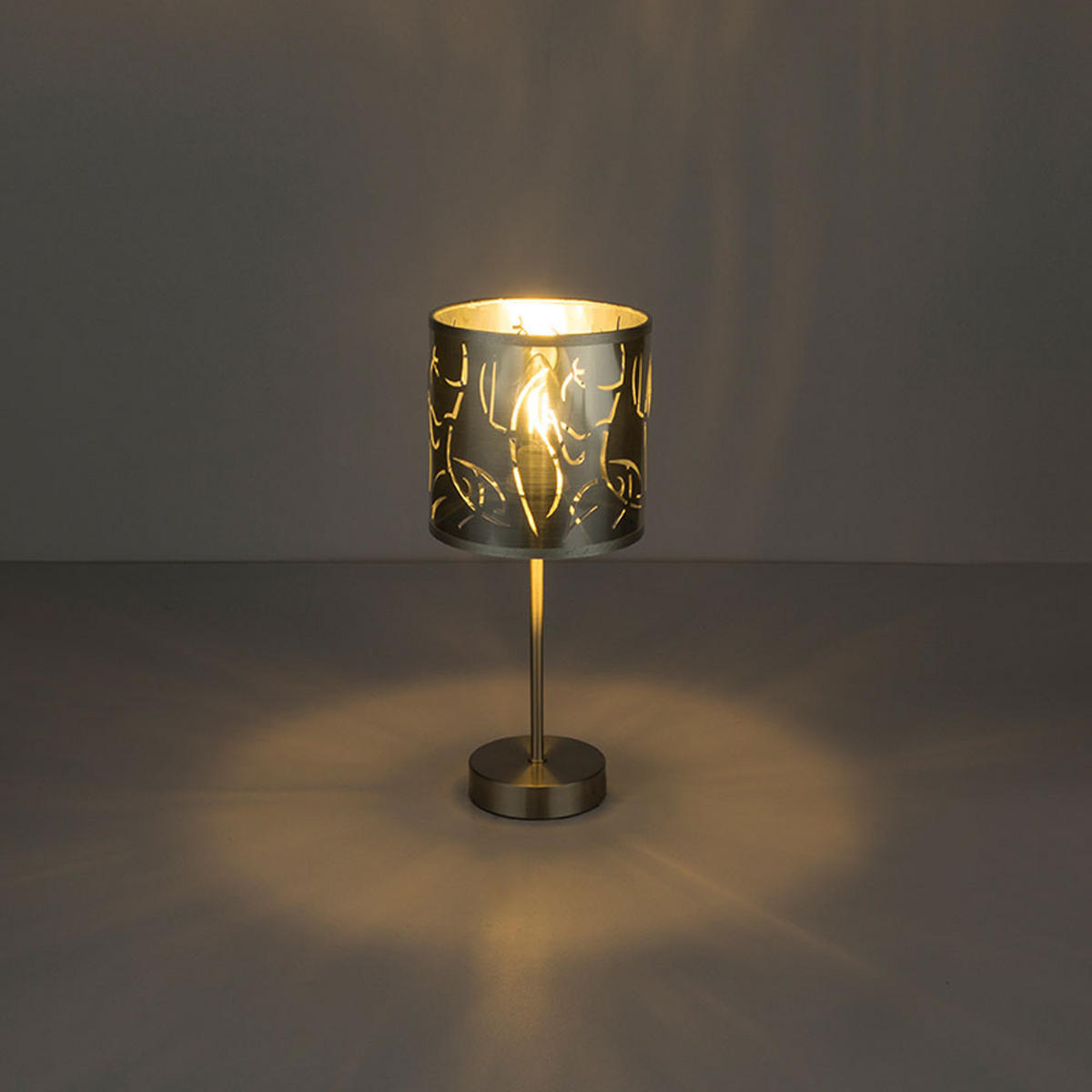 LED TISCHLEUCHTE Silber matt mit Dekorstanzungen - Silberfarben, Metall (15/15/35cm)