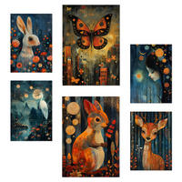 POSTER Set Mit 6 Kaninchen Schmetterling Eichhörnchen Hirsch Von Rosina Wachtmeister Designillustrationens A3 & A4 Rahmenlos - Klar, Papier (29/3cm) - Nacnic