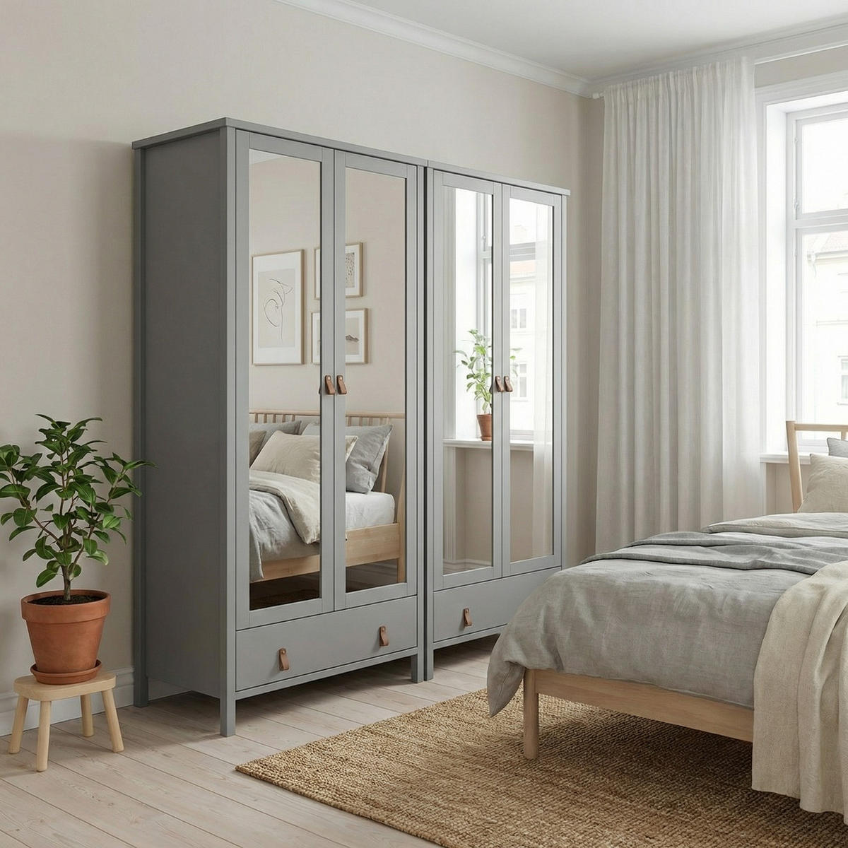 KLEIDERSCHRANK Tromsø Grau lackiert 178/50/195 cm - Grau, Holzwerkstoff (178/195/50cm) - ebuy24