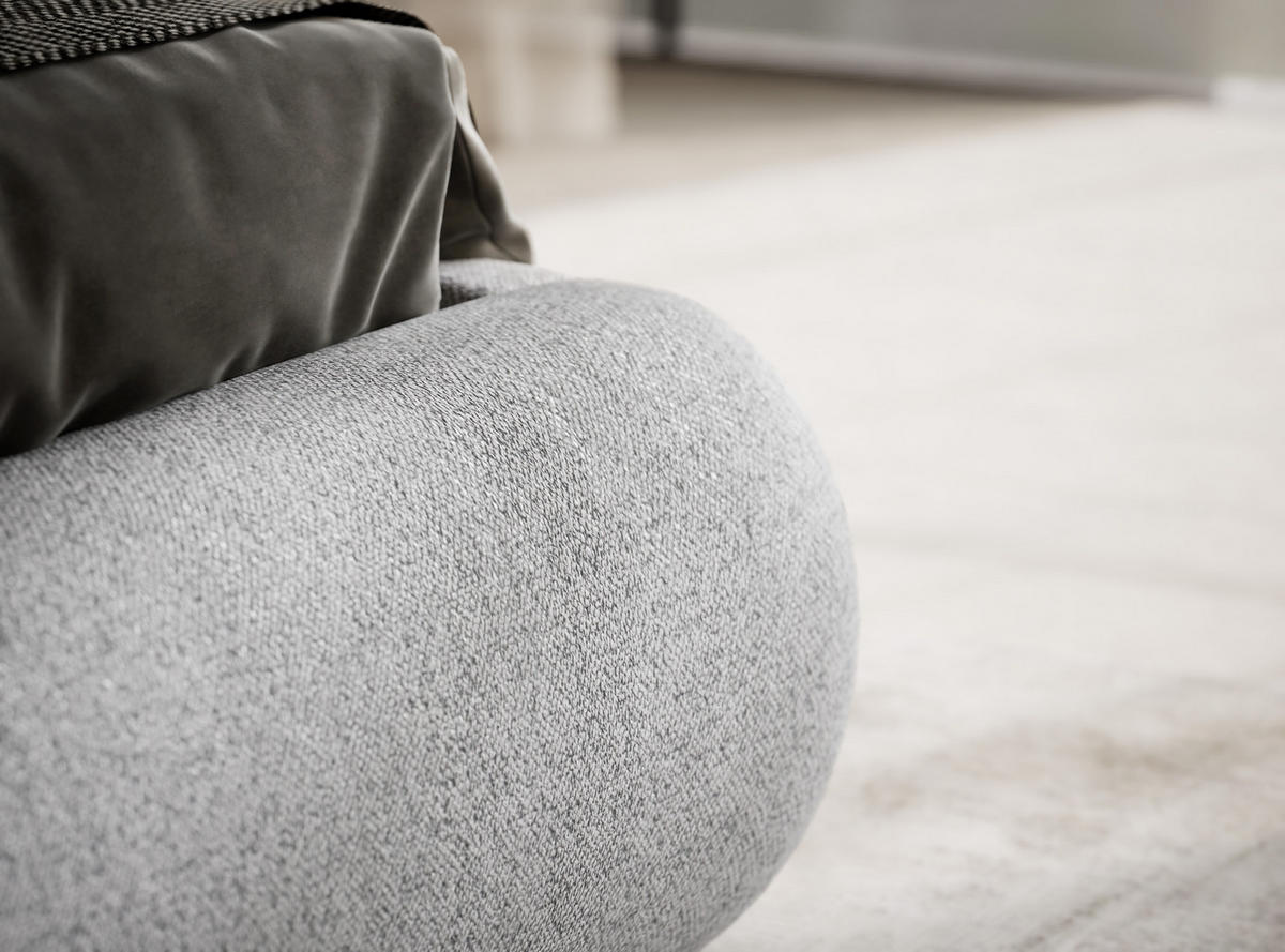 POLSTERBETT Maumere Hellgrau 180/200 cm im Webstoff - Hellgrau/Schwarz, Holz/Holzwerkstoff (180/200cm) - Maison de Reve