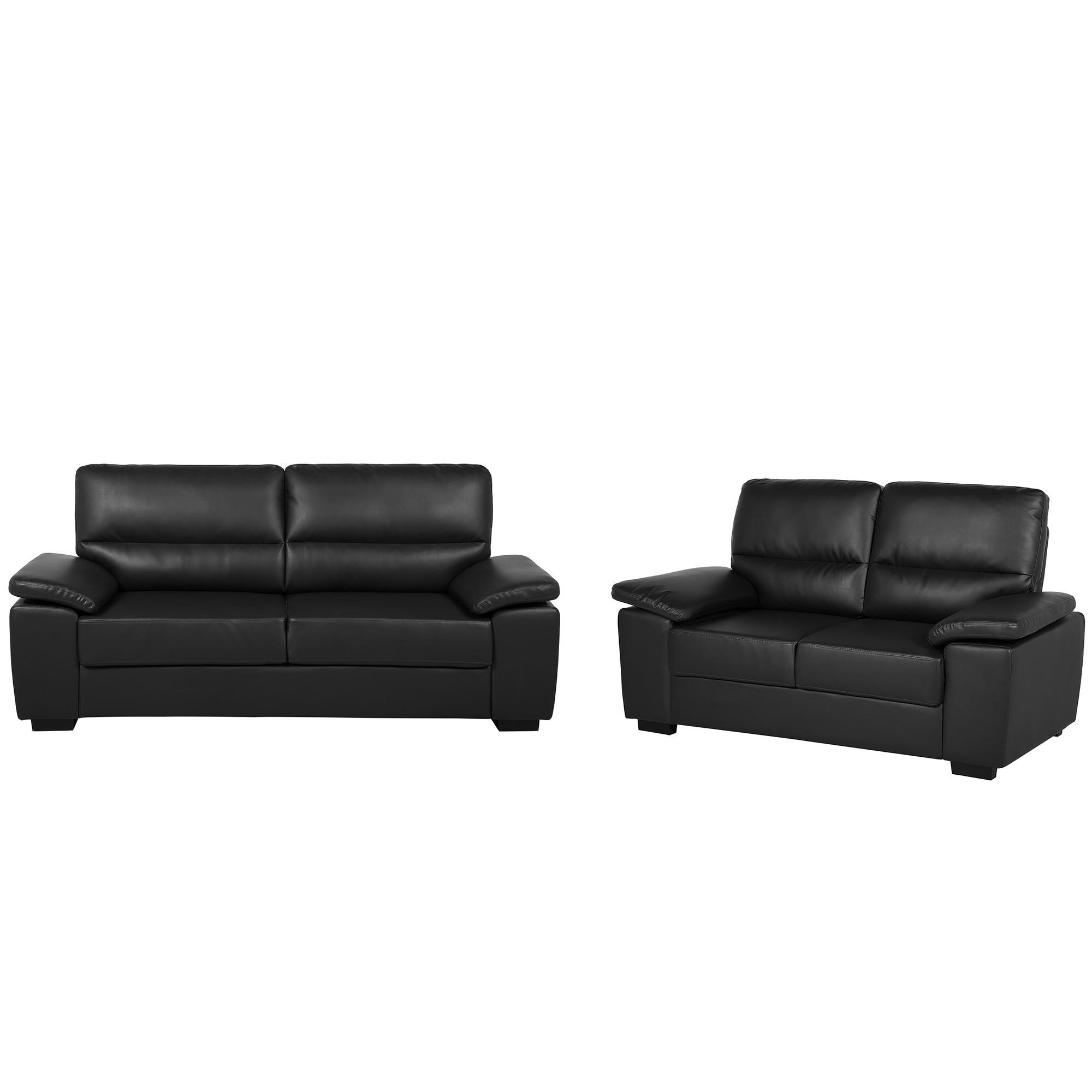 5-SITZER SOFA SET Kunstleder Schwarz Vogar - Schwarz, Kunststoff (195/90/74cm) - Beliani